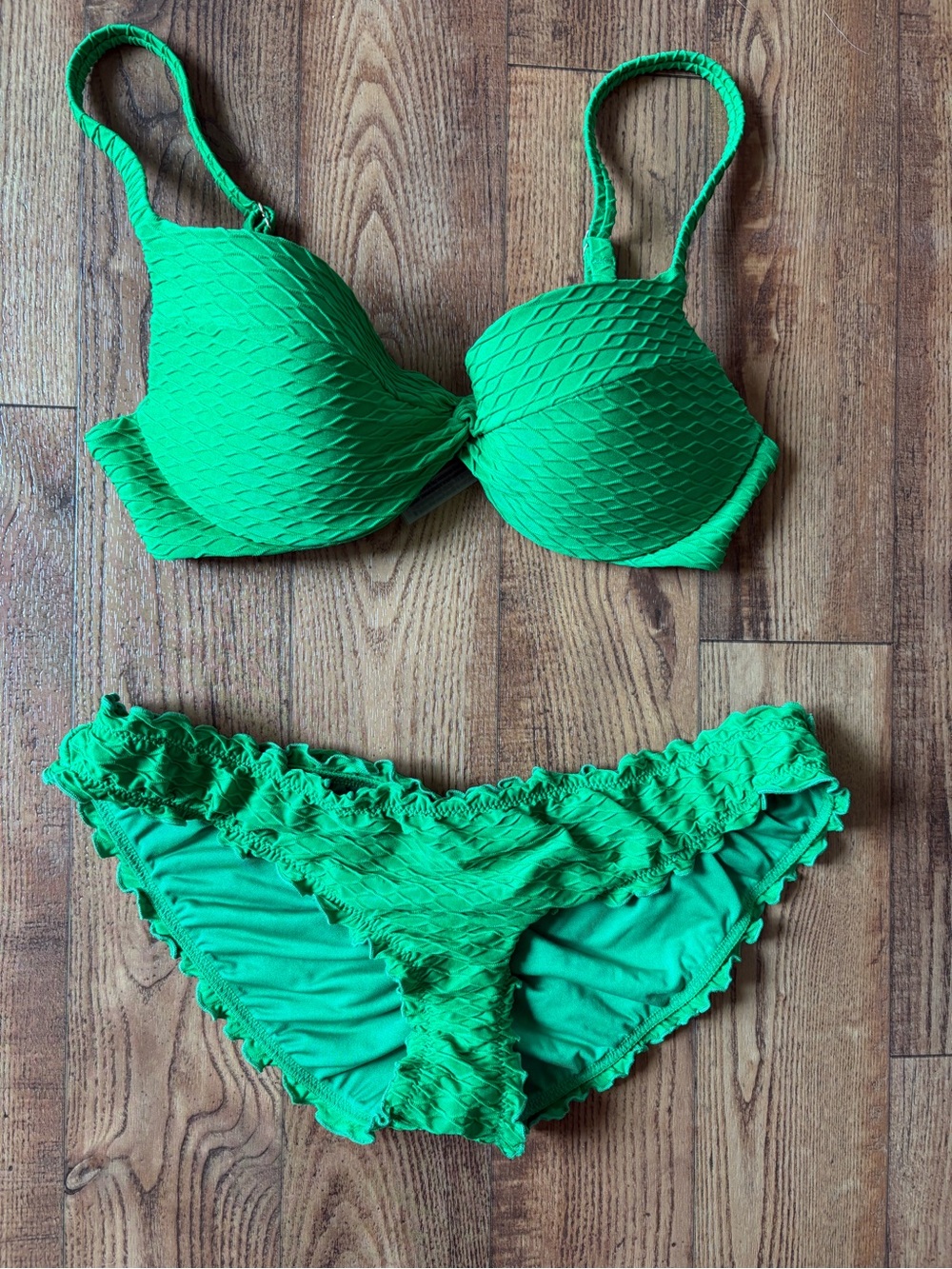 Victoria's Secret Green Textured Push-Up Bikini Set